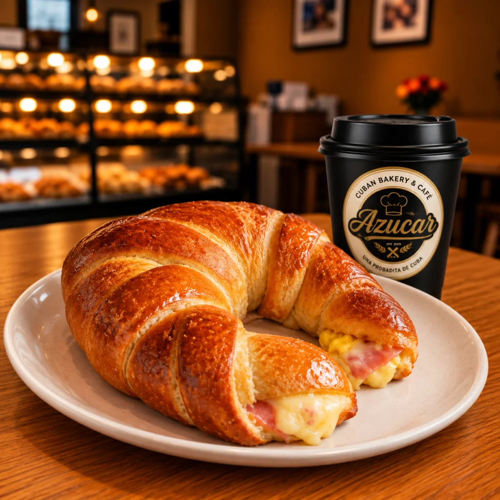 Breakfast Omelet Croissant (Cortadito 4 oz  o café con leche 8 oz)